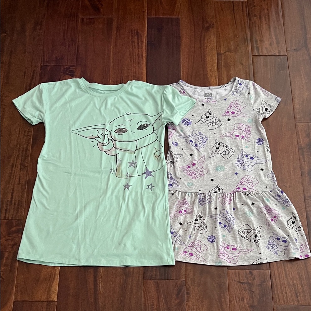 Two Star Wars Grogu Pajama Dresses Size 7-8